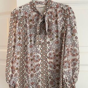 Tory Birch silk patterned blouse.